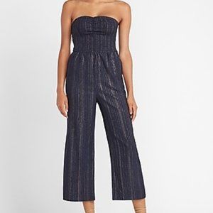 NWOT: Express Metallic Strapless Culotte Jumpsuit